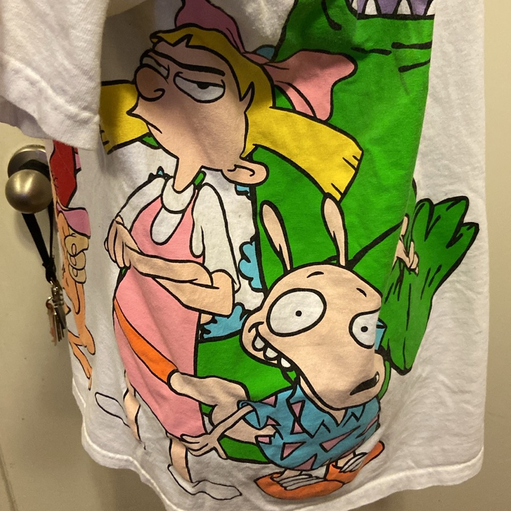 Vintage White T-Shirt Nickelodeon XL Short Sleeves w/Cartoon Characters - Picture 4 of 14